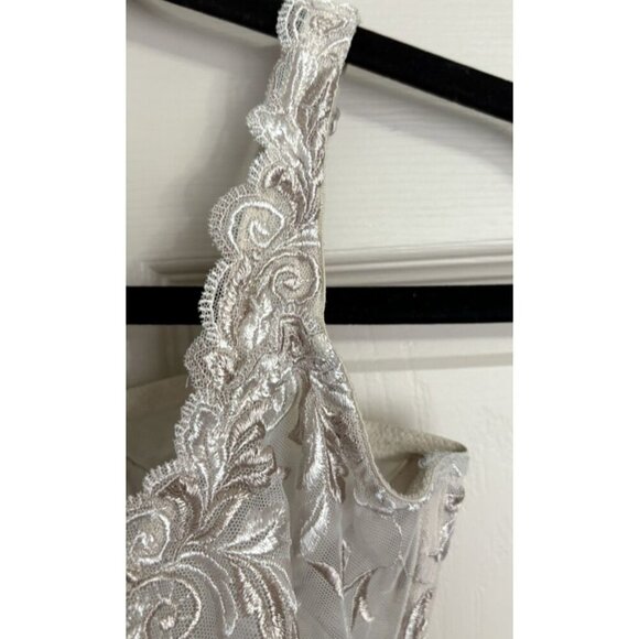 Soma Sensuous Lace Sheer Unlined Underwire Embroidered Bra Sand Size 34G - Picture 2 of 4